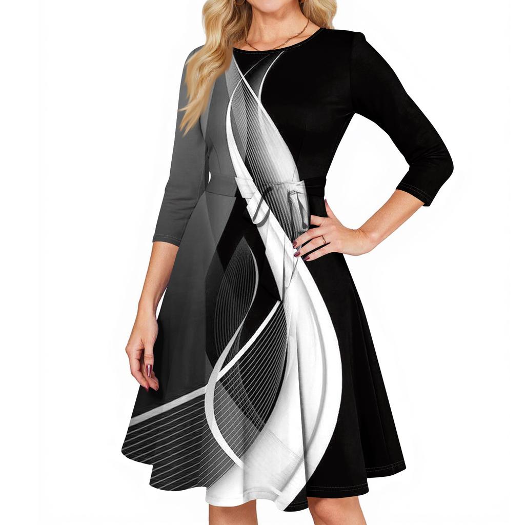 Women's Cocktail Dresses 3/4 Sleeve Vintage Wedding Guest Dress