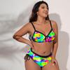 European & American Plus Size Adjustable Tie-up Bikini - Three-Color Print