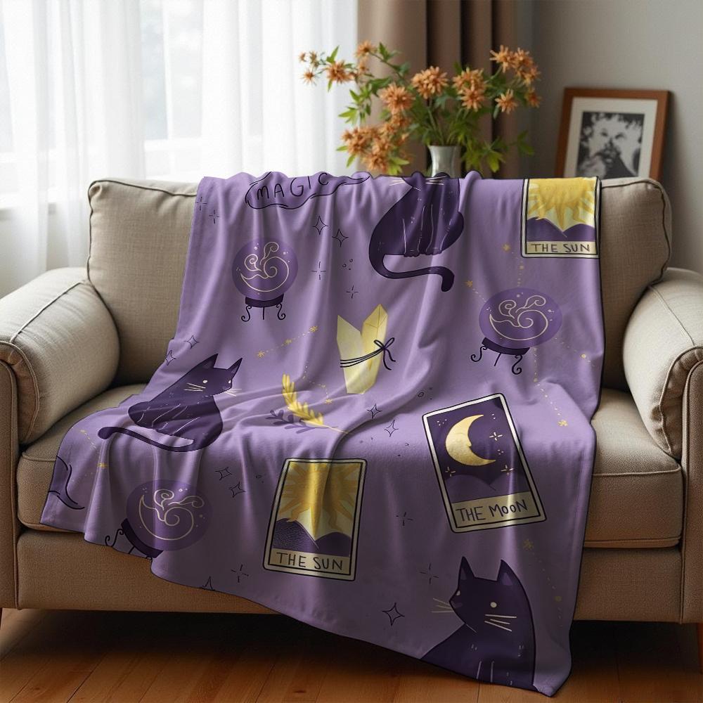 Purple Halloween Pumpkin Ghost Soft Flannel Blanket Breathable Warm Throw for Office Car Sofa Kids Room Birthday Xmas Gift