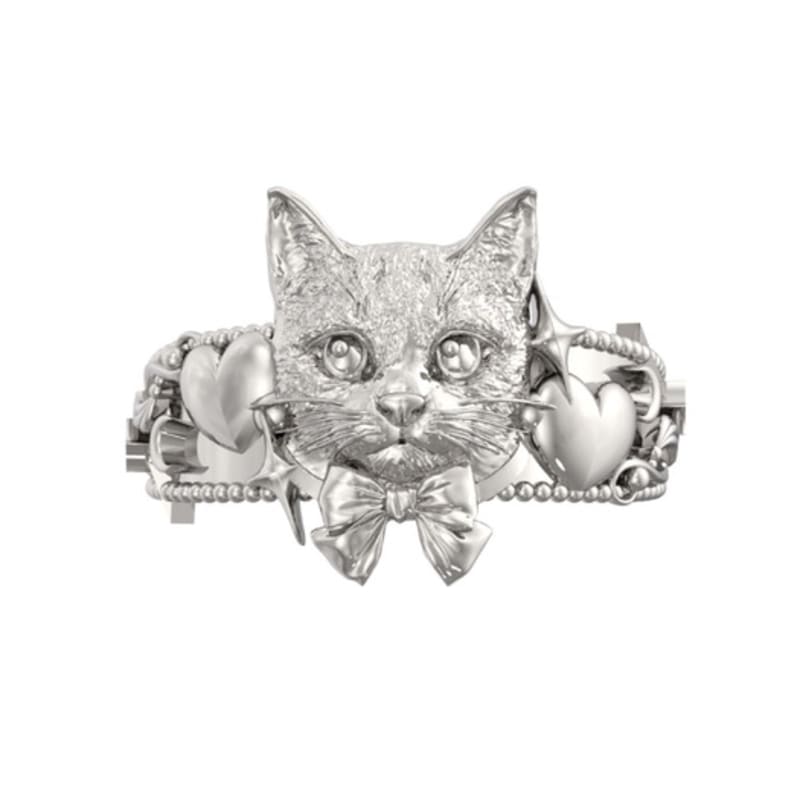

tomorrowobject cat portrait. large ring antique silver