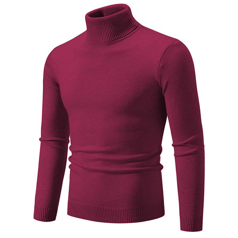 Autumn and Winter New Men's Simple Solid Color Sweater Fashionable Men's Casual Turtleneck Bottoming Sweater
