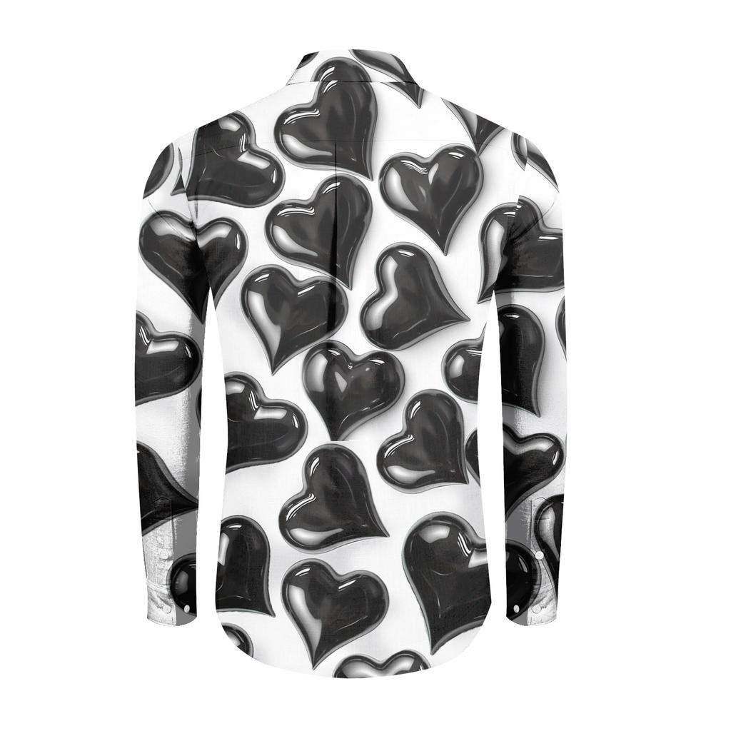 Męska koszula z długim rękawem, luźna, swobodna, z modnymi klapami