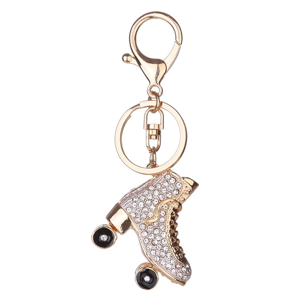 

Fashion Keyrings KeyChains Crystal Rhinestone Roller Skates Shoes Key Chains белый