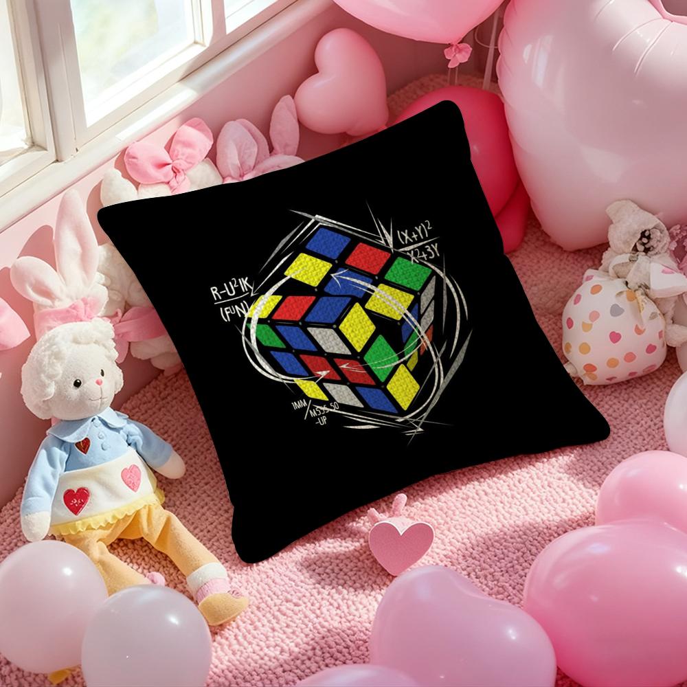 

Game RRubik CCube Pillow Case Antidustmite Pillowcase Invisible Zipper Silky Short Plush Sofa Cushion Cover 30x30 cm
