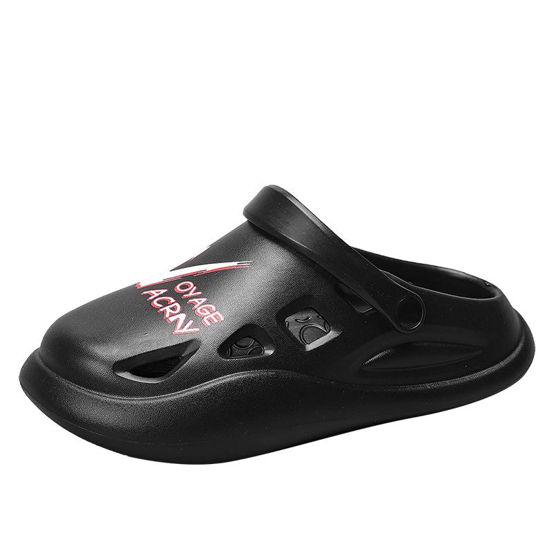 

Мужские шлепанцы на платформе из ЭВА, летняя уличная мужская пляжная обувь, модные мужские сандалии без шнуровки с закрытым носком, повседневная обувь на мягкой подошве 40-41 чёрный
