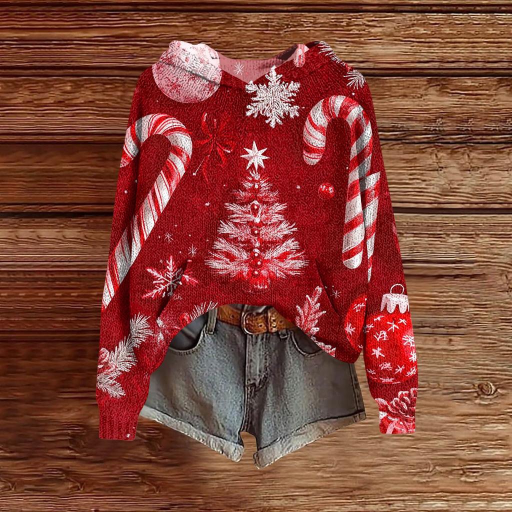 Ladies' Fashionable Printing Casual Hooded Long Sleeved Sweatshirt
