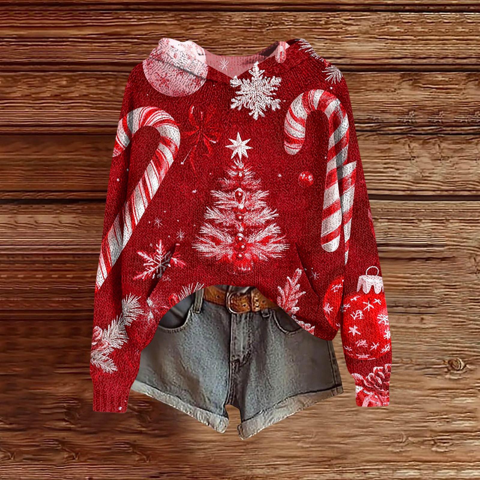 

Женская модная повседневная толстовка с капюшоном и длинными рукавами с принтом XL красный