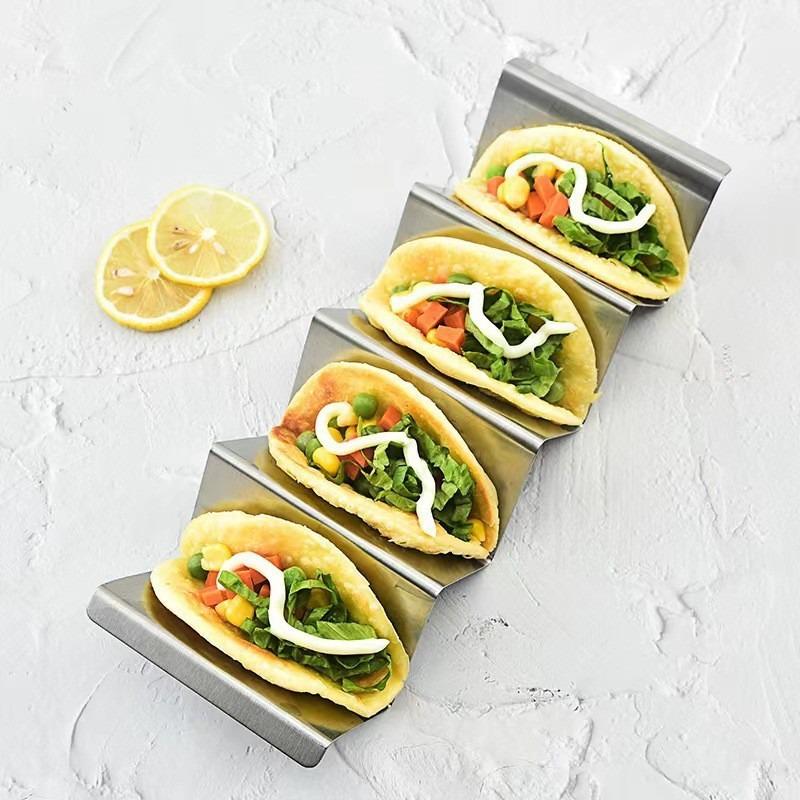 Stainless Steel Mexico Taco Holder Stand Reversible Holds Tortillas Stackable Rack Non-Stick Taco Grill Mold Pie Tool