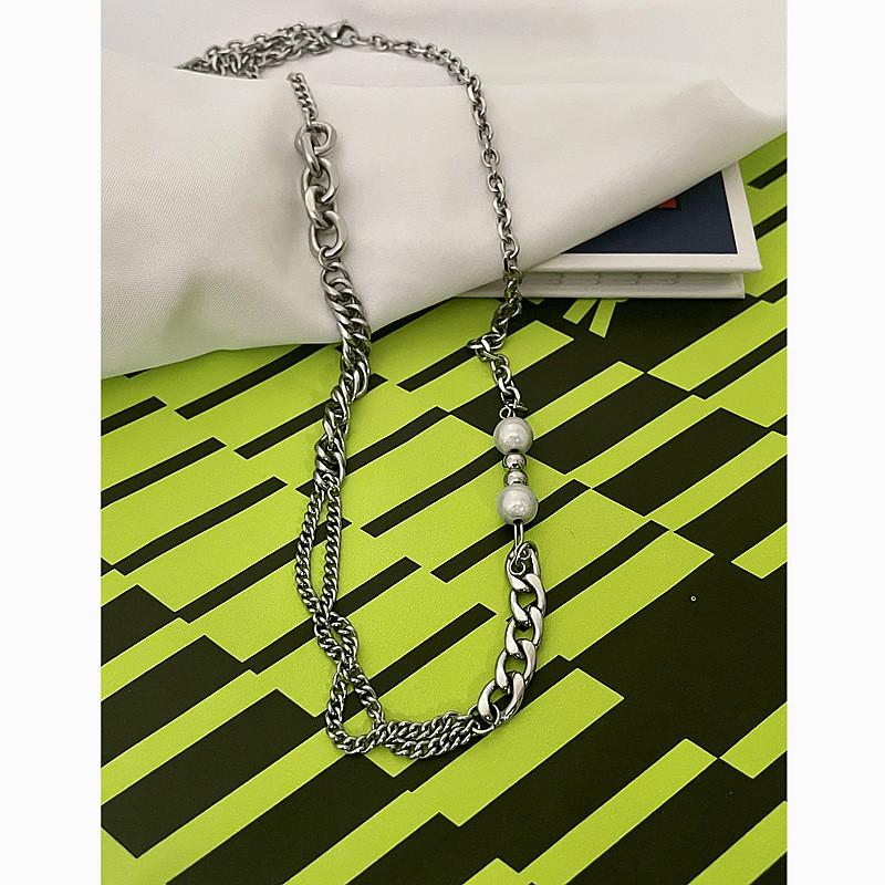 Reflective Bead Pendant Chain With Pearl Details For Men And Women Streetwear Accessories