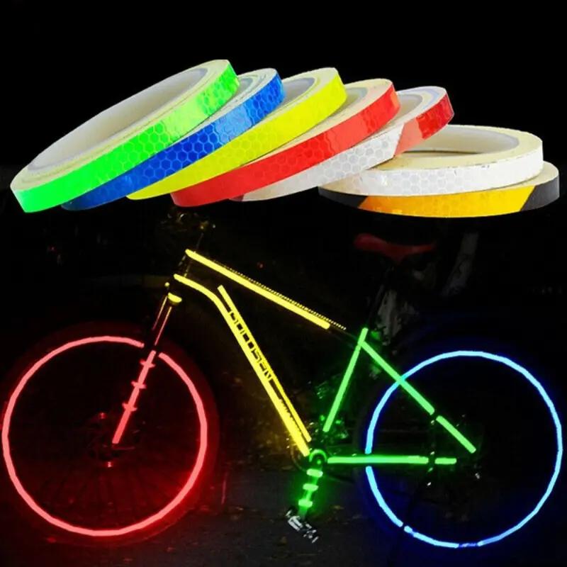 1roll 8M Bike Reflective Sticker Mountain Bike Bike Body Sticker Glow-in-the-dark Safety Equipment Motorcycle Accessories