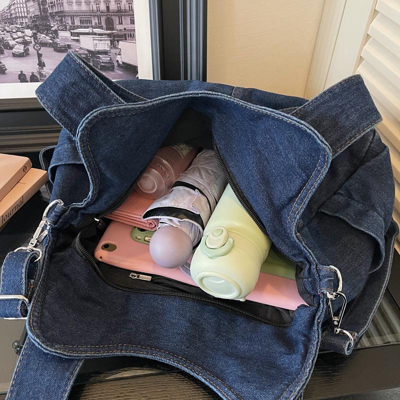 Vintage Denim Tote Bag Women Shoulder Bag Handbag
