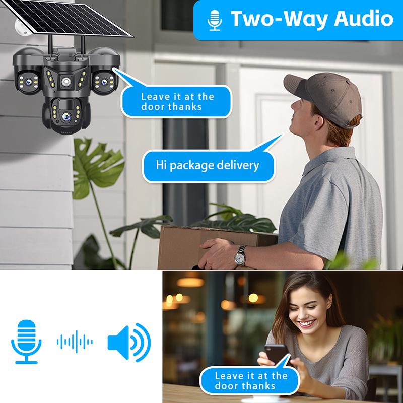 AIOOK OKAM PRO Kamera Solarna Zewnętrzna Wodoodporna Kamera Trzyobiektywowa HD 15MP 4G CCTV Noktowizja Wodoodporna IP66 Dwukierunkowa Komunikacja