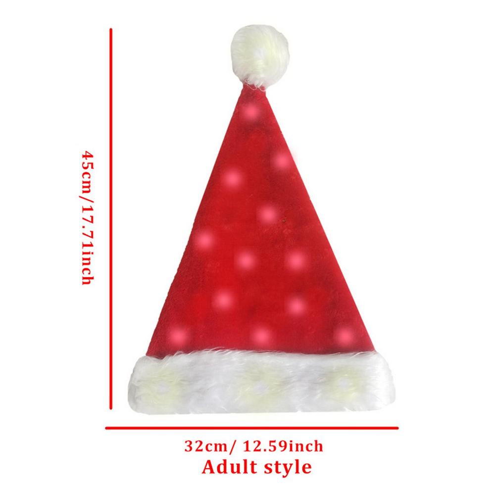 Merry Christmas LED Lights High-end Plush Children Adult Santa Hat Christmas Decorations Christmas Supplies LuminousSanta Hat kids