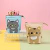 New School Supplies Stationery Makeup Pouch Cat Pencil Case Flexible Pen Bag Zipper Storage Box