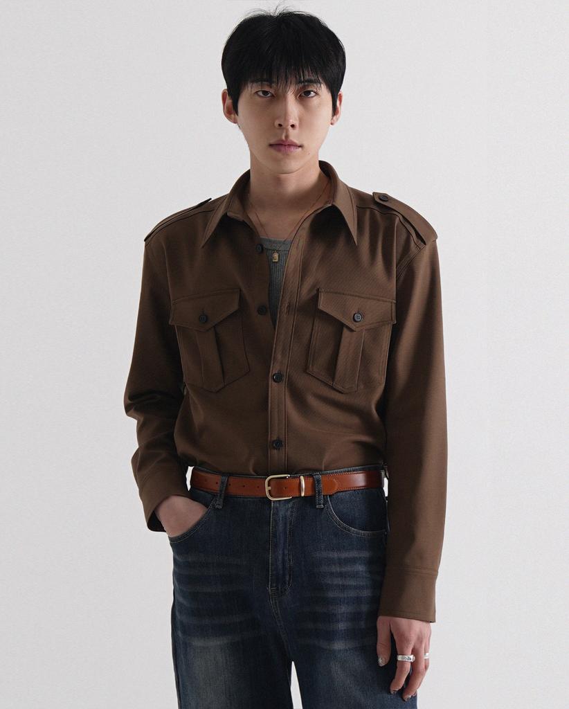 ENOAS Military Twill Epaulet Shirt [Mocha]