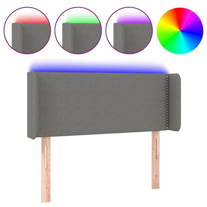 VidaXL Tête de Lit à LED Meuble de Chambre à Coucher Accessoire de Lit Simple Tête de Cadre de Lit Intérieur Gris Foncé 3123087