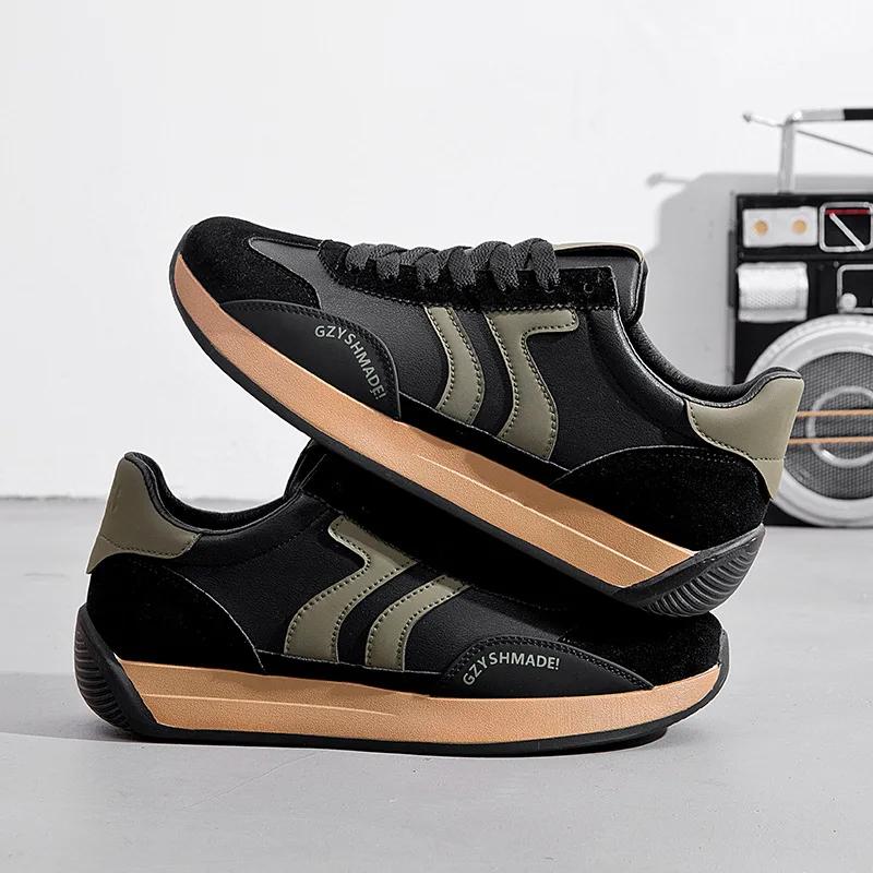 Platformowe Sneakersy Casualowe dla Mężczyzn Miękka Podeszwa Buty do Biegania Moda Casual Skóra PU Oddychające Zwiększające Wysokość Grube Buty na Deskę
