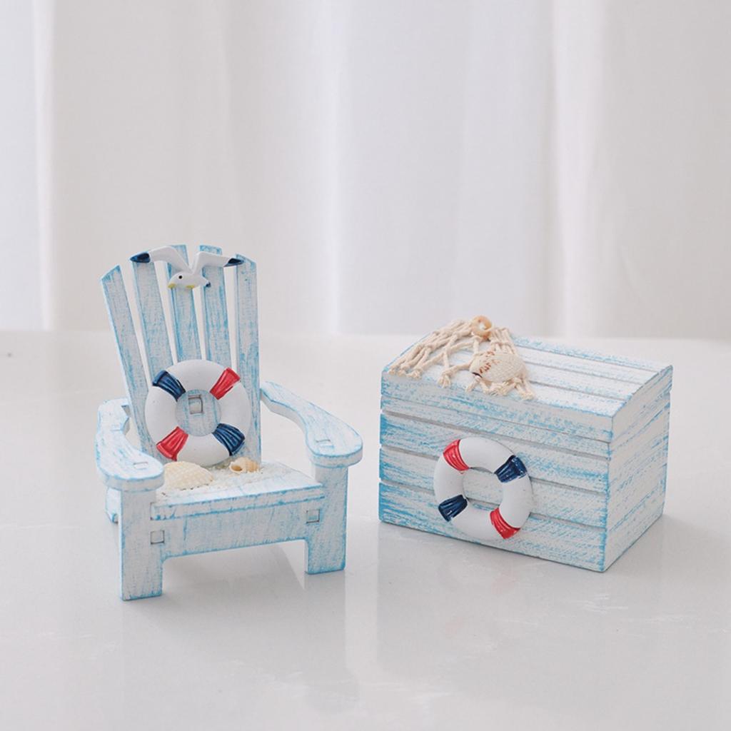 Mediterranean style mini beach chair decoration, children's room ocean style desktop small box decoration, shooting props