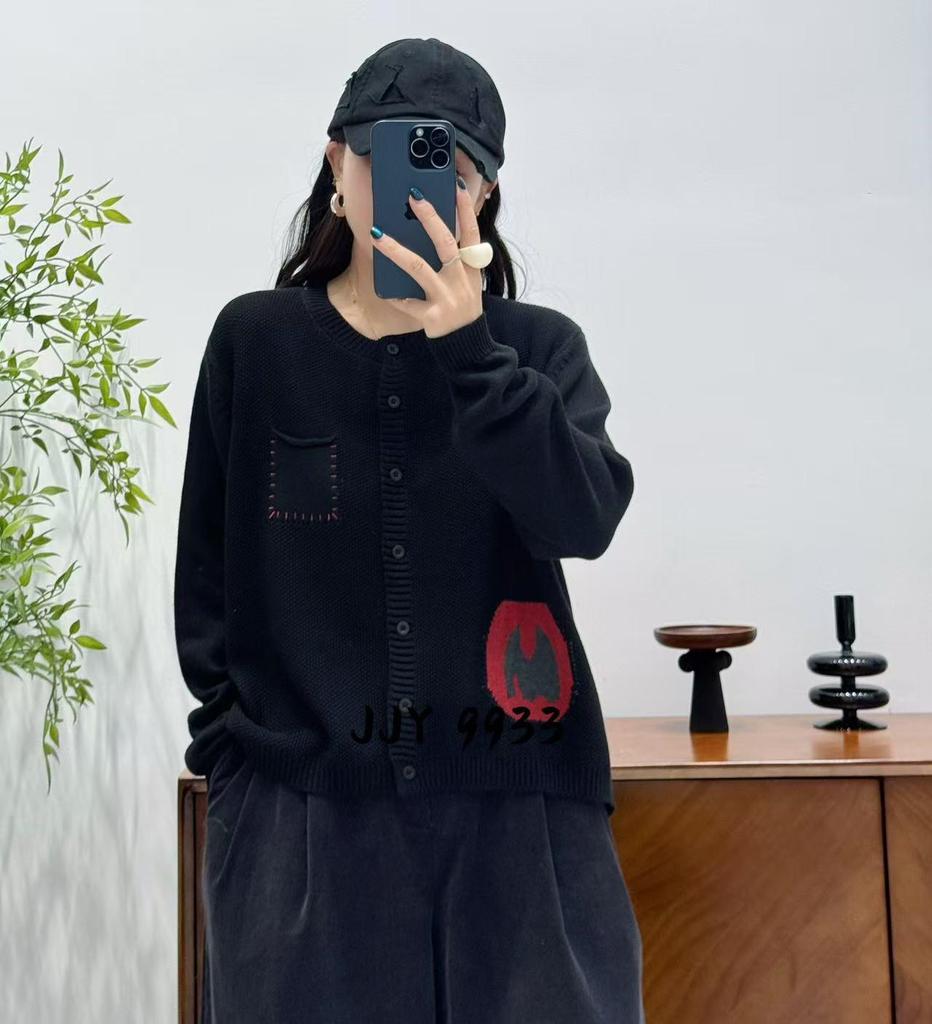 25-Year Loose Casual Korean Academic Style Cotton Sweater Top, Long Sleeve Design