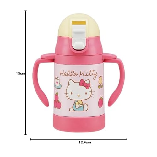 Skater Hello Kitty 70s Two Handed Straw Stainless Steel Mug Bottle Water Bottle Stainless Steel Bottle 240ml Stwm3