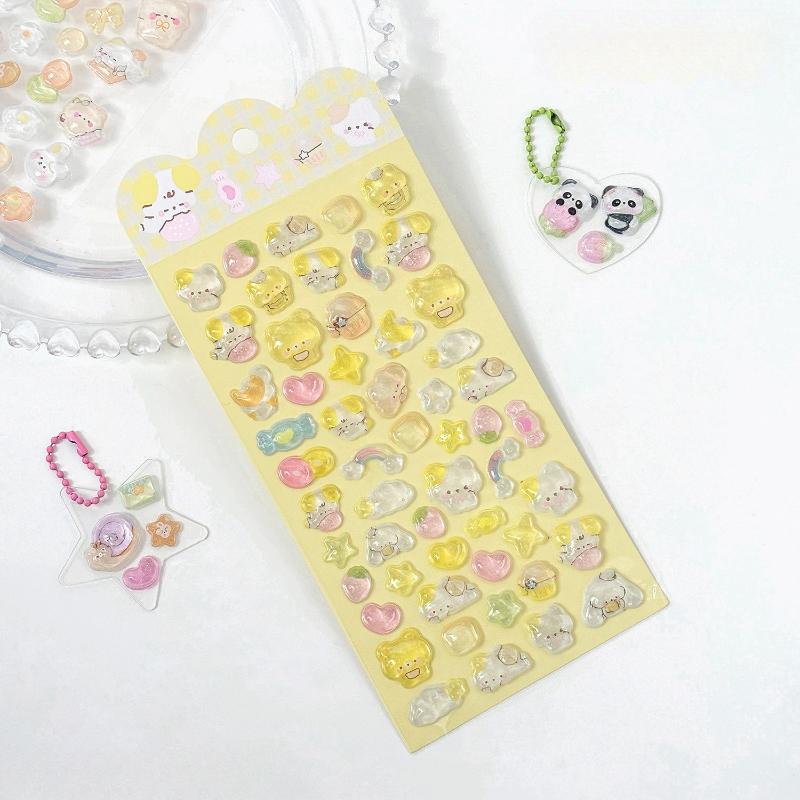 Cute 3D Crystal Stickers Cartoon Relief Decals for DIY Journaling Scrapbooking Puffy Sticker for Phone Laptop Kawaii Supplies