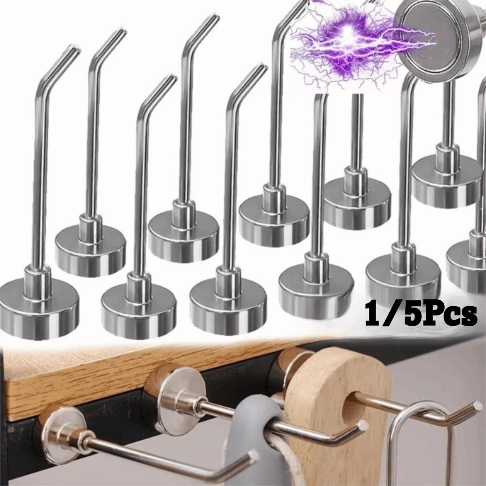 1/5PCS Heavy-duty Metal Strong Magnetic Hook Punch-free Magnet Holder  Kitchen Bathroom Accessories
