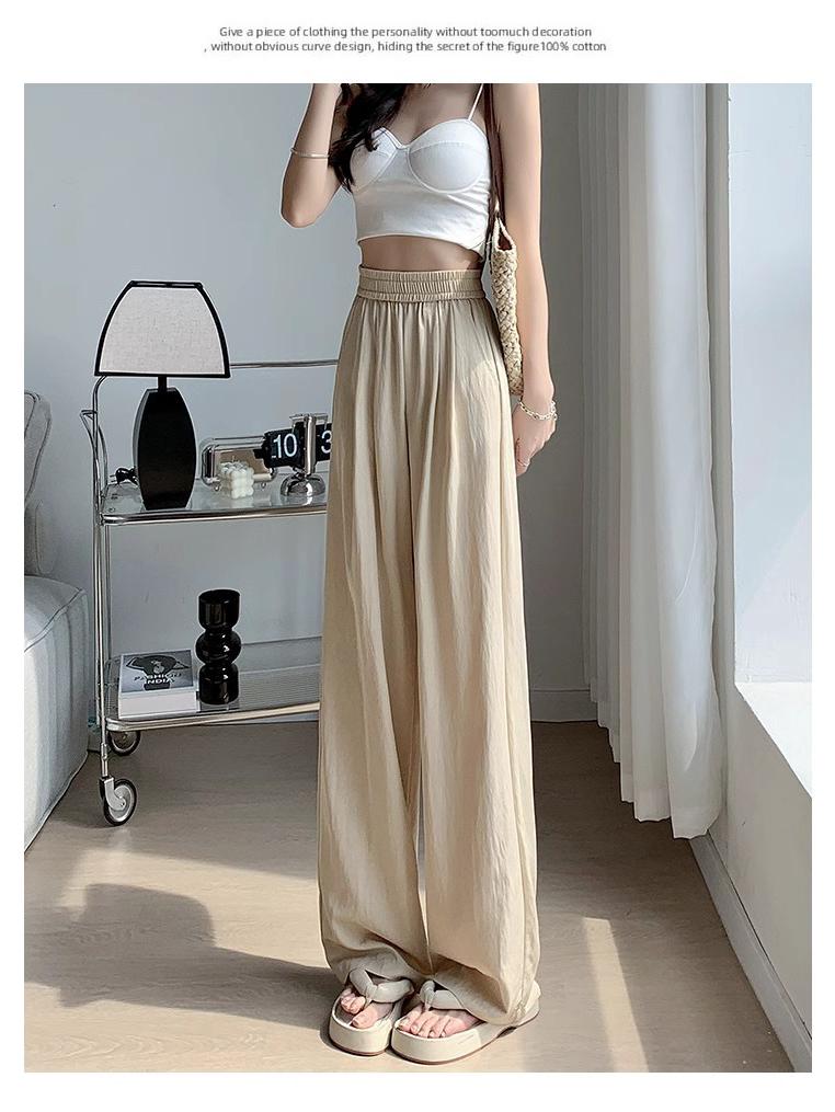 Women's Pink Quick-Dry Nine-Point Loose Ice Silk Pants - Summer Sun Protection, Petite Fit
