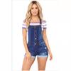 Frühlings Europäische & Amerikanische Po-Hebende Rissige Denim Latzshorts