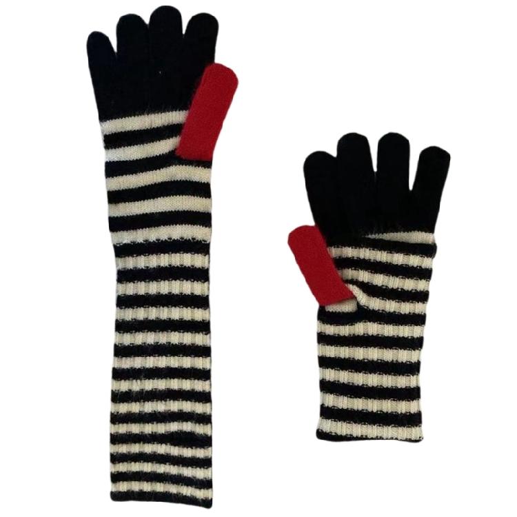 

Winter Knitted Gloves Full Finger Stylish Thermal Gloves for Outdoor Cycling чорний/білий