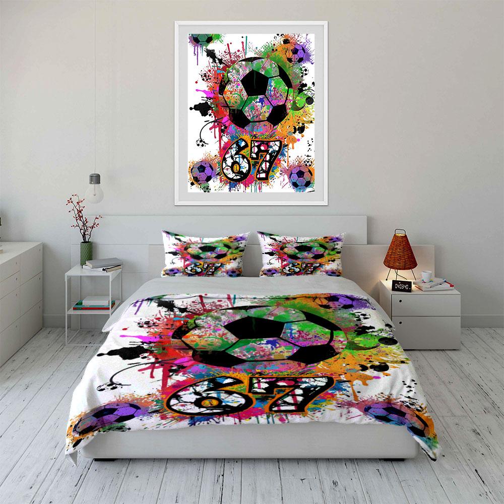 Soccer balls and splashes. Bedding sets Duvet cover sets Duvet covers Pillowcases(1 * Duvet Cover 2 * Pillowcases, without duvet insert)