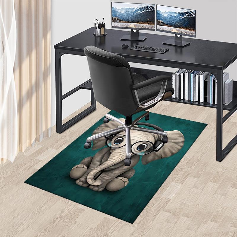 

1pc Anime Elephant with Headphones Chair Mat - Cute Office Decor Carpet for Desk, Anti-Slip Floor Covering, Suitable for Home and Workplace Use.C071 60cm by 90cm