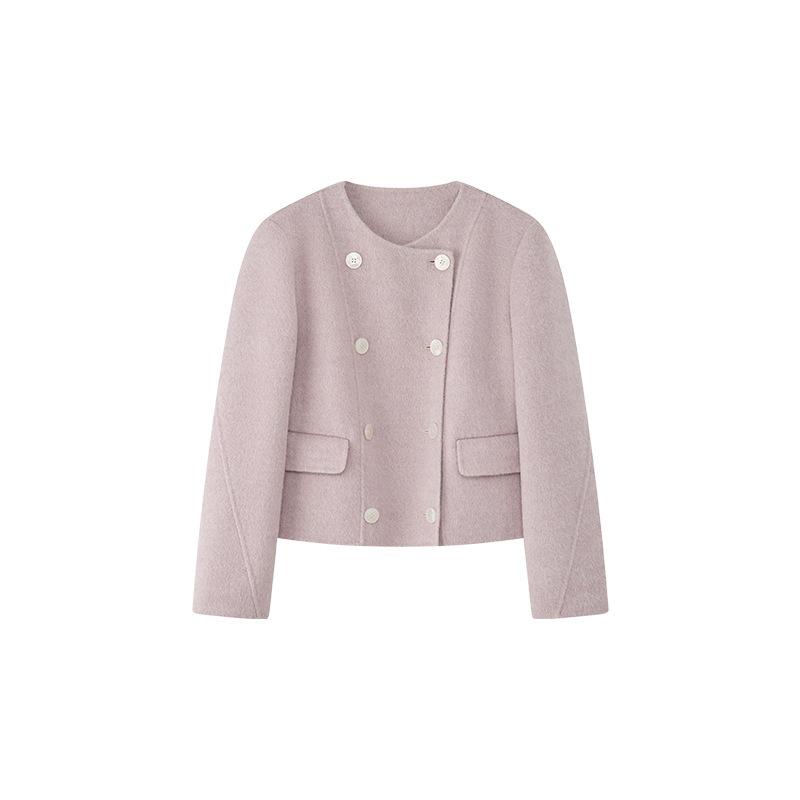 

Простой стиль двубортный тонкий шерстяной короткий топ осень и зима новое пальто L