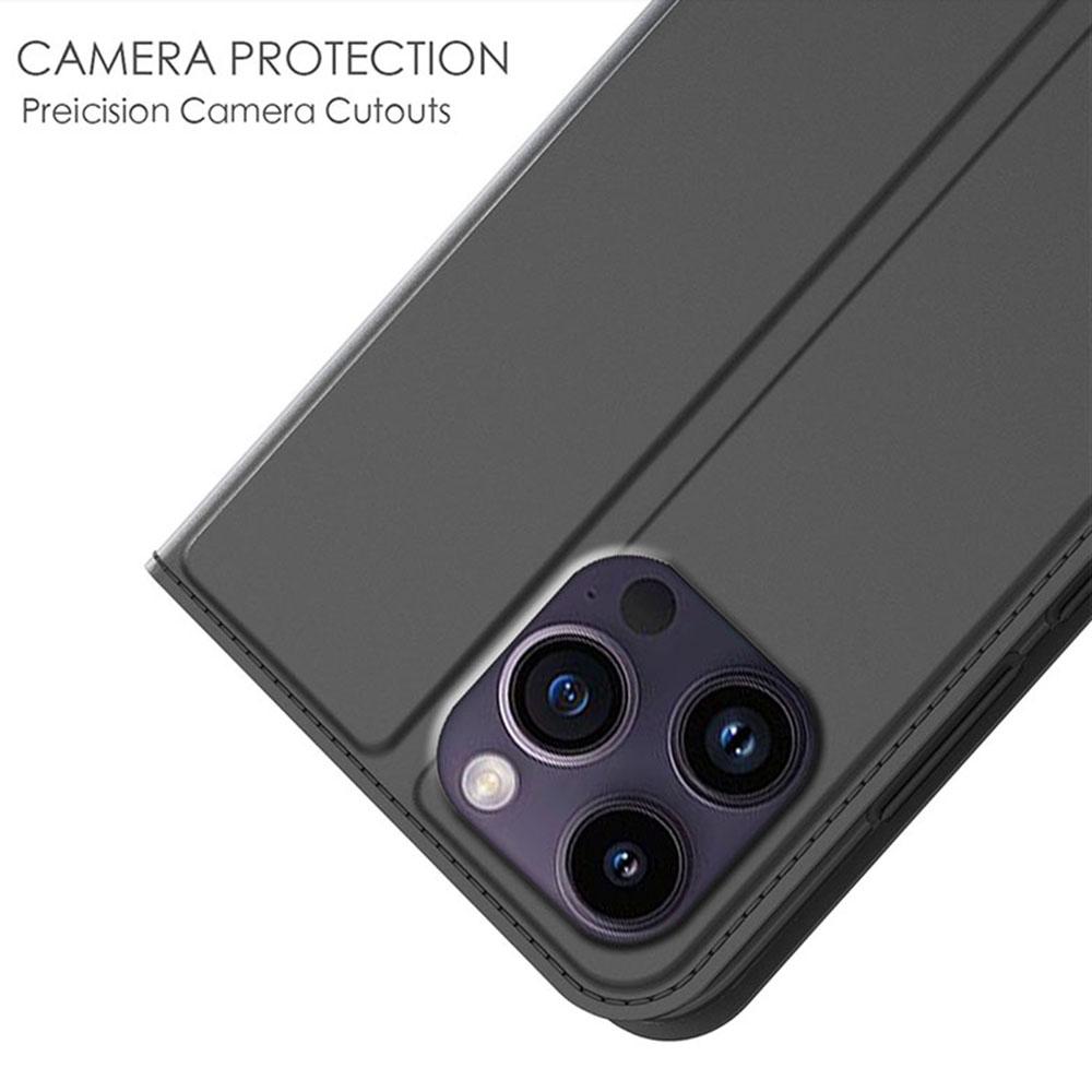 For iPhone 13 Pro Max Case Stand Leather Phone Cover with Card Holder Built-In Magnetic Closure