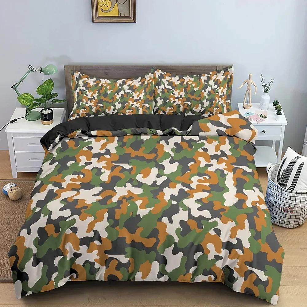 Klassisches Camouflage-Muster Maskierendes Camo Wiederholung Bequem Bettdecke Bettbezug Kissenbezug Bettwäscheset Kinder Schlafzimmer Dekoration