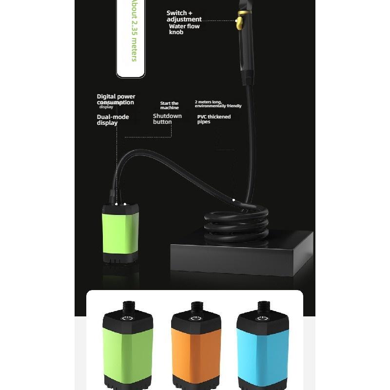 Cordless Portable Electric Shower Pump Self-Priming Rechargeable Shower Head No Plug Needed Outdoor Camping Dorm Rural Mobile Water Sprayer Bath Tool