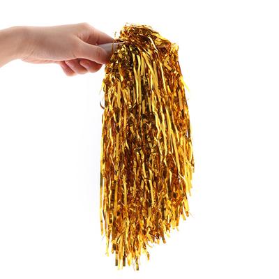 2Pcs Cheerleading Pom Poms with Plastic Handle Colorful Metallic Foil Pom Poms for Cheerleader Spirited Sports Dance Cheer-up Props for Women