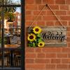 Front Door Sign Wooden Welcome Sign, Sunflowers Decor, Waterproof And Durable Hanging Bright Color Board for Home Indoor Outdoor Entrance Walls Garden