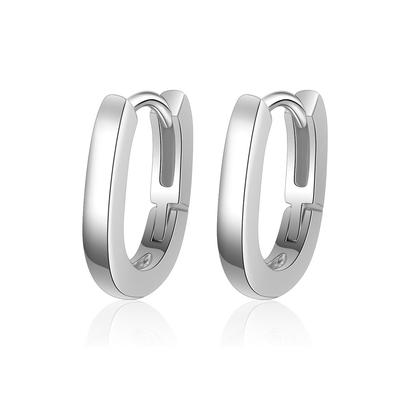 New Simple Smooth Oval Earring Thick Small Earrings Circle  Silver Needle Earrings for Women Man Fashion