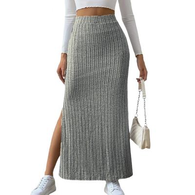 Spring and Autumn Women's Half-body Skirt High Waist Side Slit Slim Knit Half-body Skirt