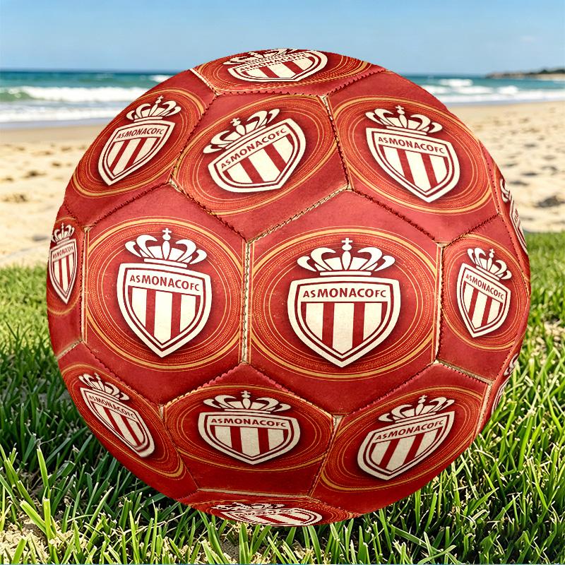 AS Monaco Print Size 5 Soccer Ball, PU Wear Resistant Football for Match Training and Daily Practice, Birthday Gift for Soccer Fans