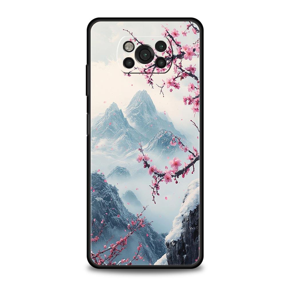 Pink Sunset Mountain Phone Case Cover  for Xiaomi Poco F7 Ultra F6 F5 F4 F3 X6 X5 X4 X3 NFC C51 C55 M4 GT 5G Soft TPU Shell Bags