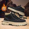 Leather Velvet Martin Boots Men's Medium Help Autumn and Winter Thickened Tooling Shoes Retro Trend Lace-up Heightening Shoes