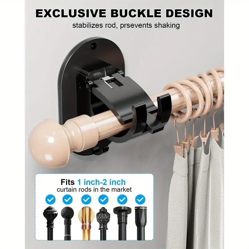 1/2Pcs Adjustable Curtain Rod Clip Self Adhesive Clamp Hook Curtain Rod Holder Wall Bracket Holder Nail-Free Wall Hanging Clip