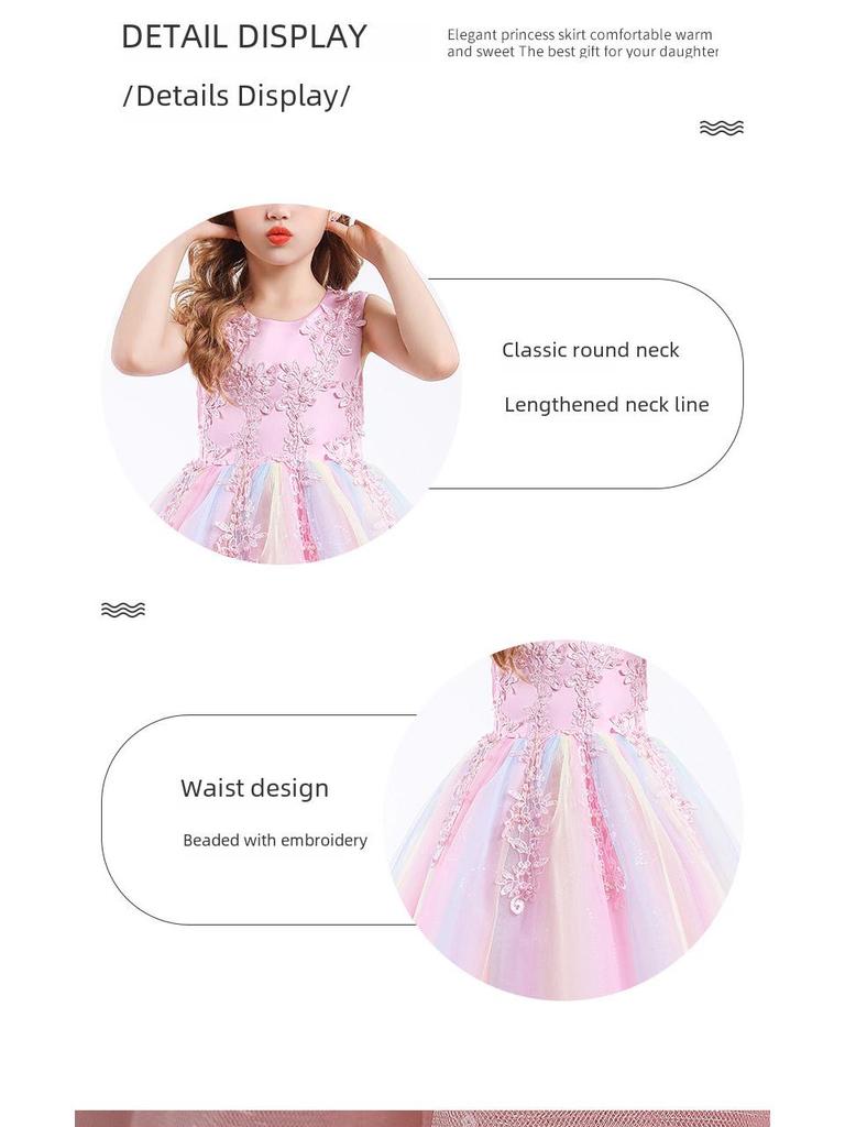 CARISA Dívčí princeznovské šaty bez rukávů ze síťoviny na vystoupení