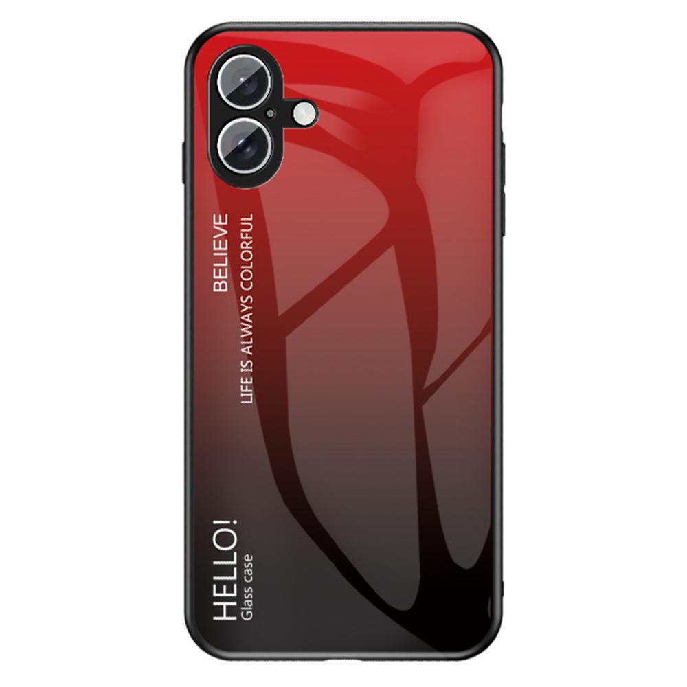 For iPhone 16 Case Anti-Scratch Tempered Glass+PC+TPU Phone Cover