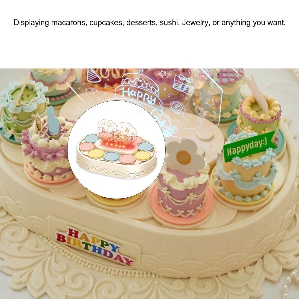Lights Automatic Rotating Cake Machine Music Macarons Dessert Display Turntable Rack Swing Tray Birthday Party Decoration