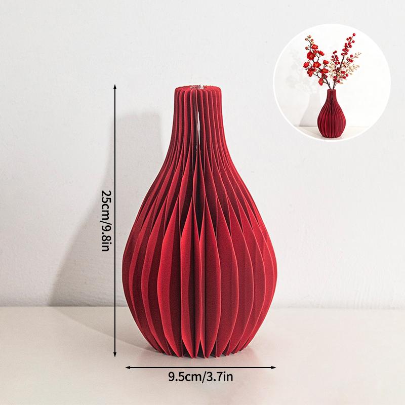 3D Paper Honeycomb Vase 2026 New Year Decoration Reusable Table Centerpieces Red Decorative Vase Wedding Christmas Party Decor