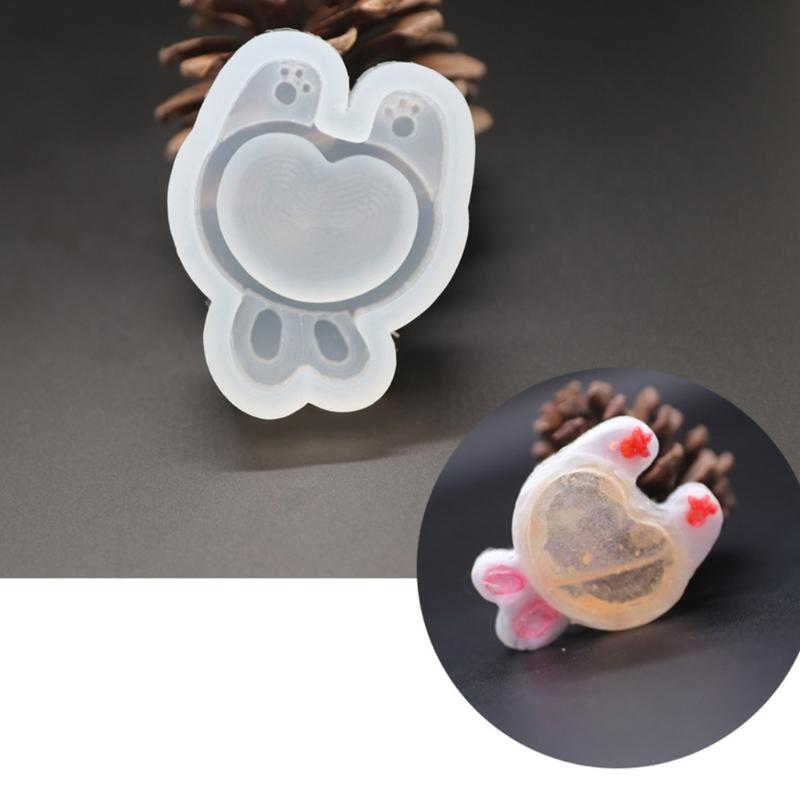 Silicone Heart Rabbit Quicksand Resin Moulds Jewelry Pendant Epoxy Mold DIY Necklace Pendant Mold Resin Shaker Mould