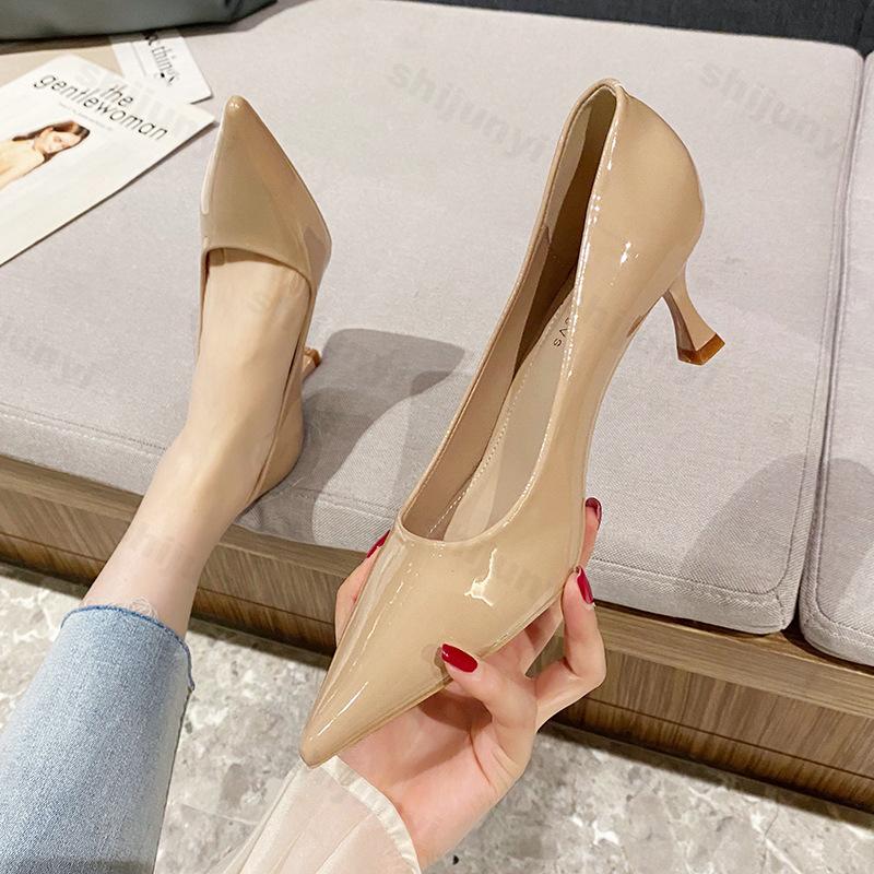 Fashion Spring Fashion Shoes Women's 2025 New Concise Elegant Medium Heel Women's Pumps Pointed Toe Shallow Thin Heels High Heels
