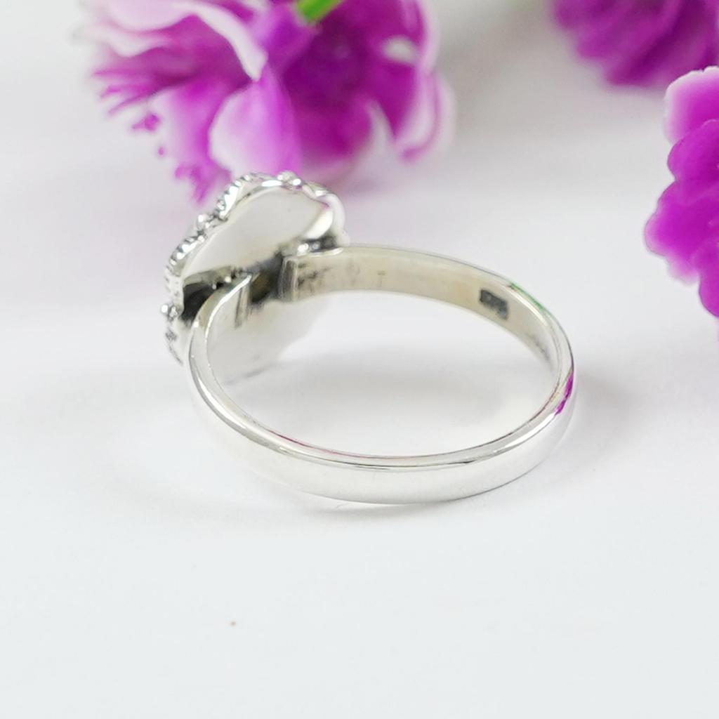 Moonstone Ring, Dainty Ring, 925 Sterling Silver Handmade Bohemian Ring, Round Ring, Birthday Gift, Gemstone Ring